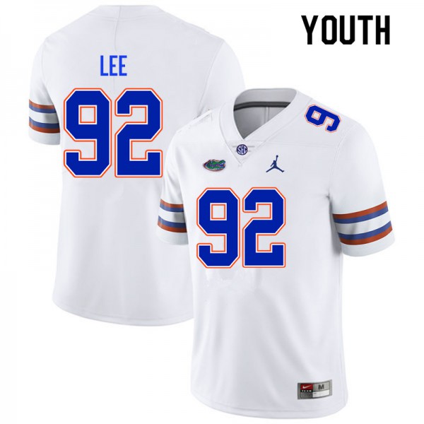 Youth #92 Jalen Lee Florida Gators College Football Jerseys White